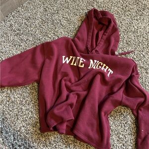 Modern Lux Burgundy Cropped Wine Night Hoodie
